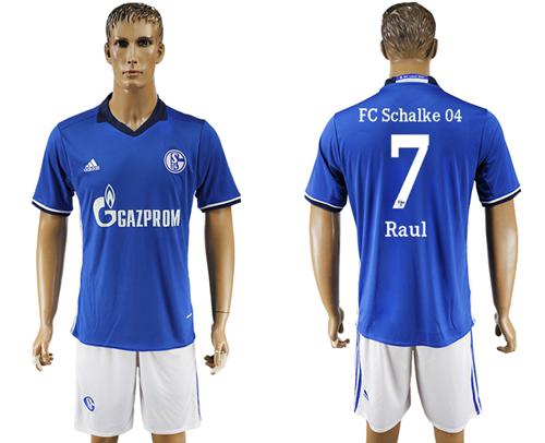 Schalke 04 #7 Raul Blue Home Soccer Club Jersey